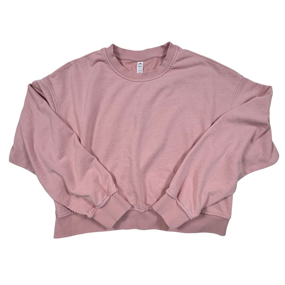 Yogalicious French Terry Sweatshirt Women's L Pink Athleisure Yoga Pilates